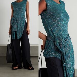Loewe Asymmetric knotted sequined knitted top